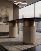 Architectural Fluted Dual-Pedestal 10-Seater Oval Dining Table Arris Concepts