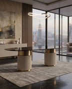 Architectural Fluted Dual-Pedestal 10-Seater Oval Dining Table Arris Concepts