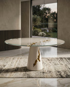 Sculptural Kintsugi Gold & Glass 6-Seater Dining Table Arris Concepts