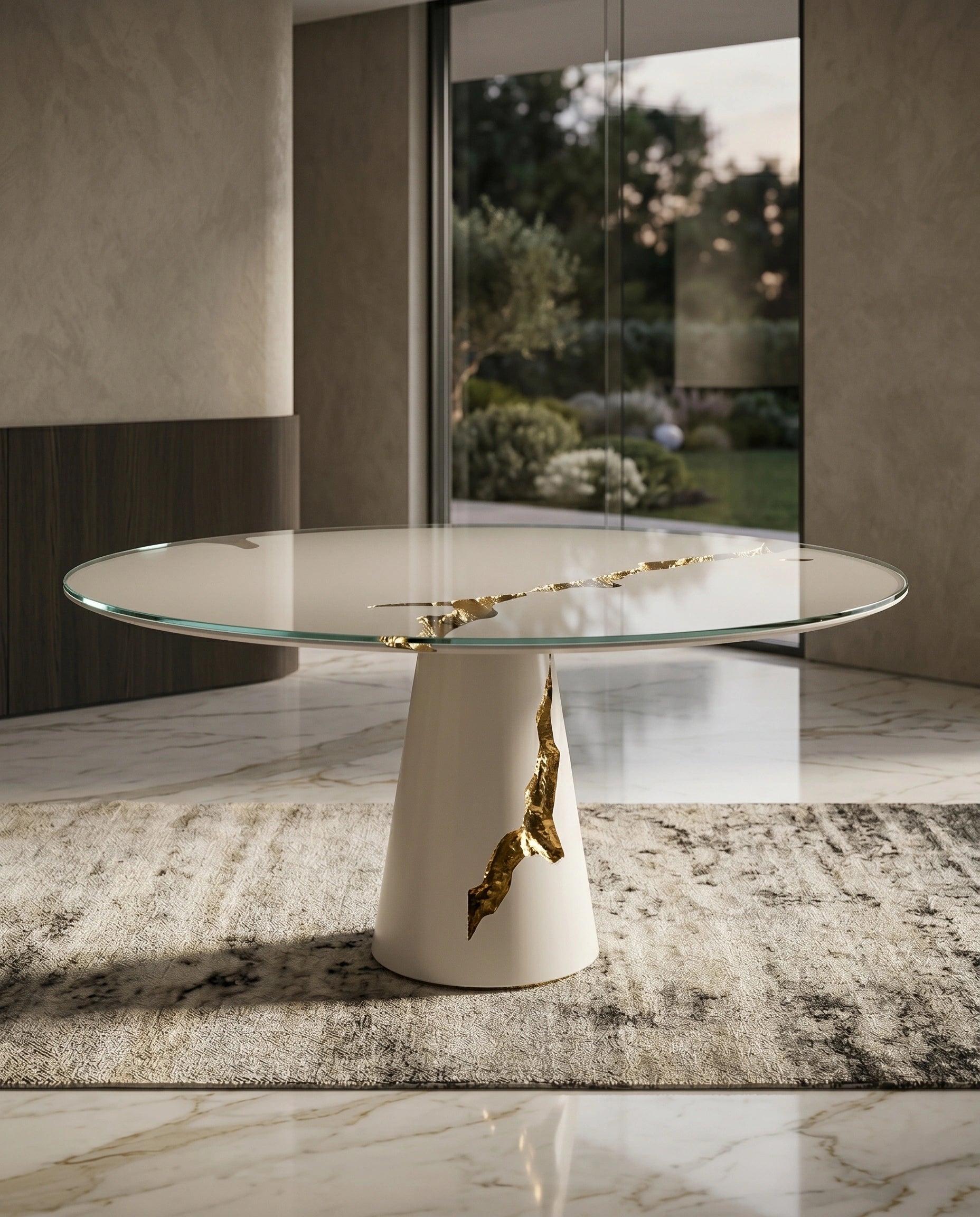 Sculptural Kintsugi Gold & Glass 6-Seater Dining Table Arris Concepts