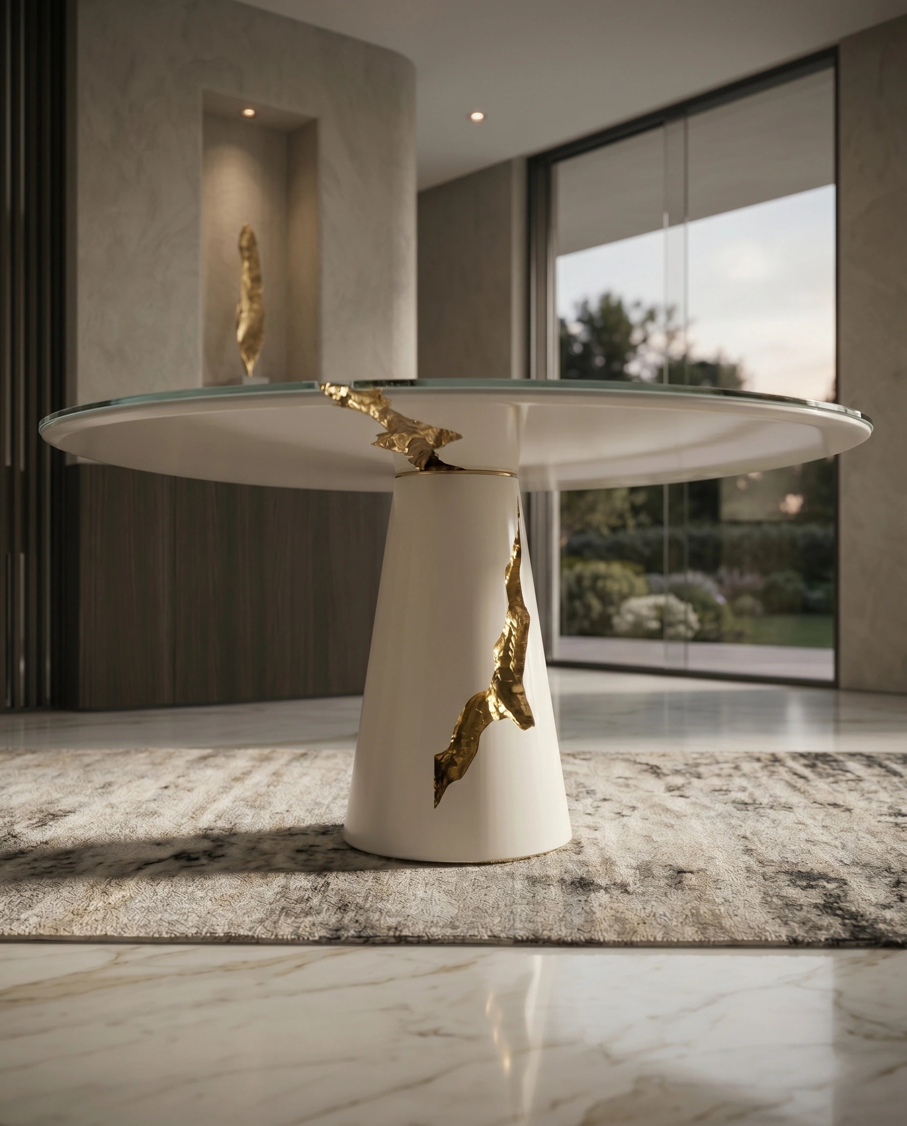 Sculptural Kintsugi Gold & Glass 6-Seater Dining Table Arris Concepts