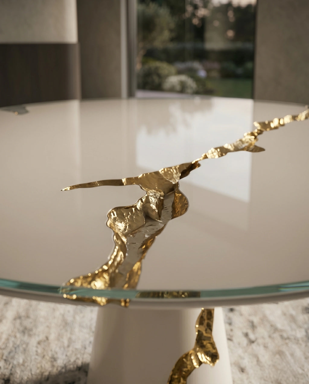 Sculptural Kintsugi Gold & Glass 6-Seater Dining Table Arris Concepts