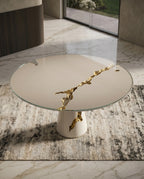 Sculptural Kintsugi Gold & Glass 6-Seater Dining Table Arris Concepts