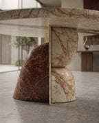 Sculptural Two-Tone Marble Round Dining Table Arris Concepts