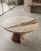 Sculptural Two-Tone Marble Round Dining Table Arris Concepts