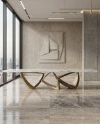 Sculptural Ribbon Gold & Marble 10-Seater Dining Table Arris Concepts