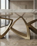 Sculptural Ribbon Gold & Marble 10-Seater Dining Table Arris Concepts