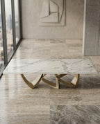 Sculptural Ribbon Gold & Marble 10-Seater Dining Table Arris Concepts