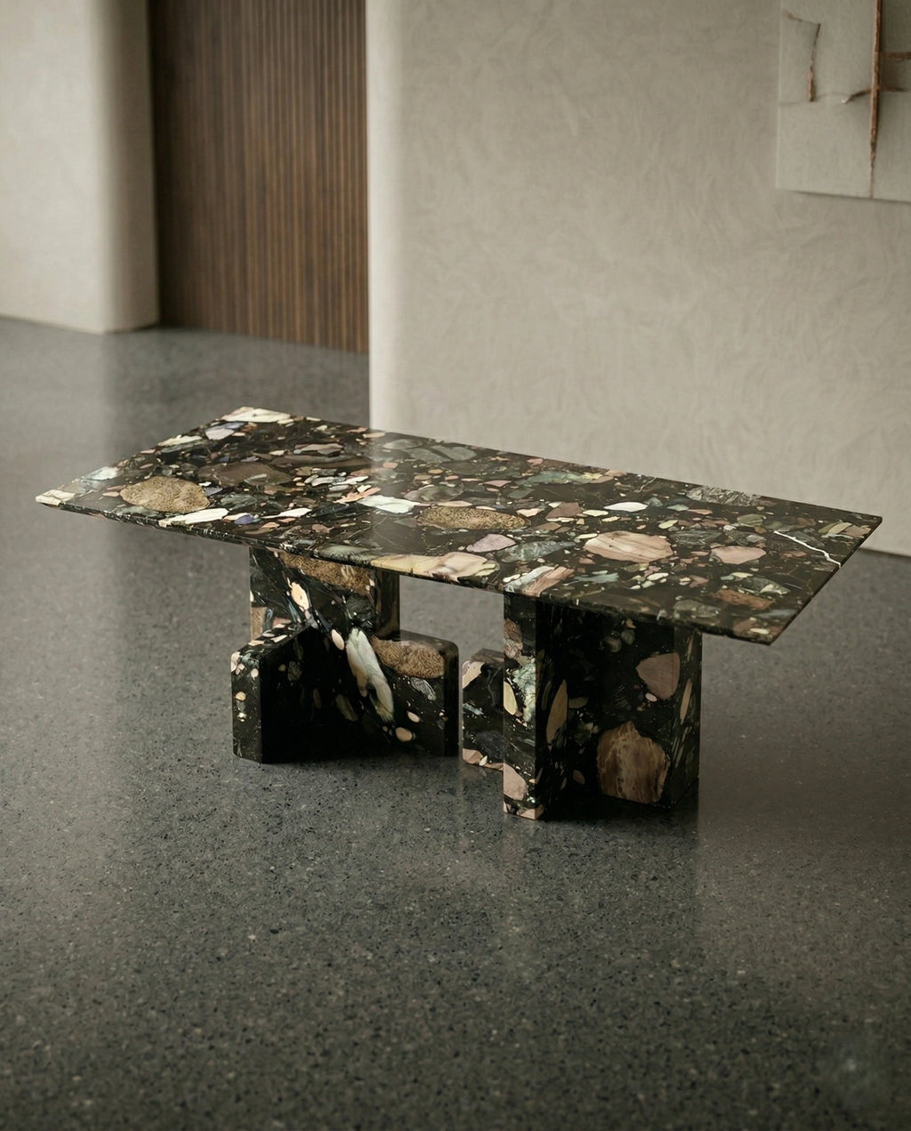 Luxury Black Terrazzo Geometric Dining Table