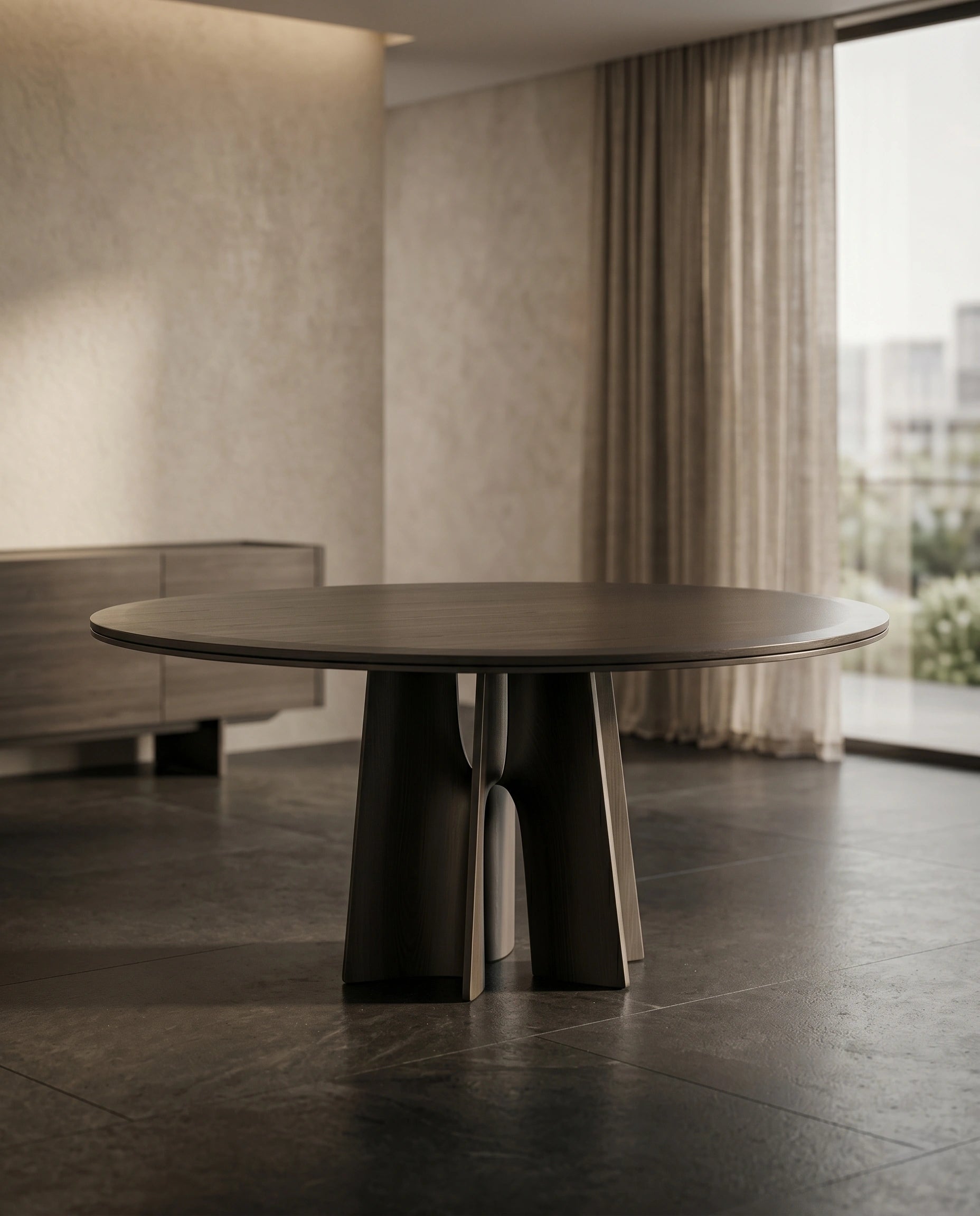 Architectural Black Marble 6-Seater Round Dining Table Arris Concepts