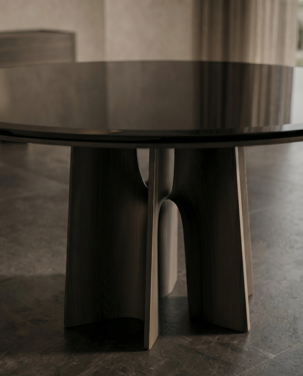 Architectural Black Marble 6-Seater Round Dining Table Arris Concepts