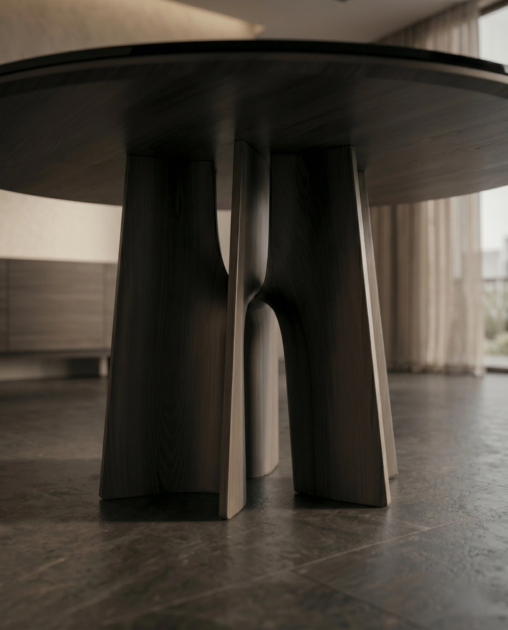 Architectural Black Marble 6-Seater Round Dining Table Arris Concepts
