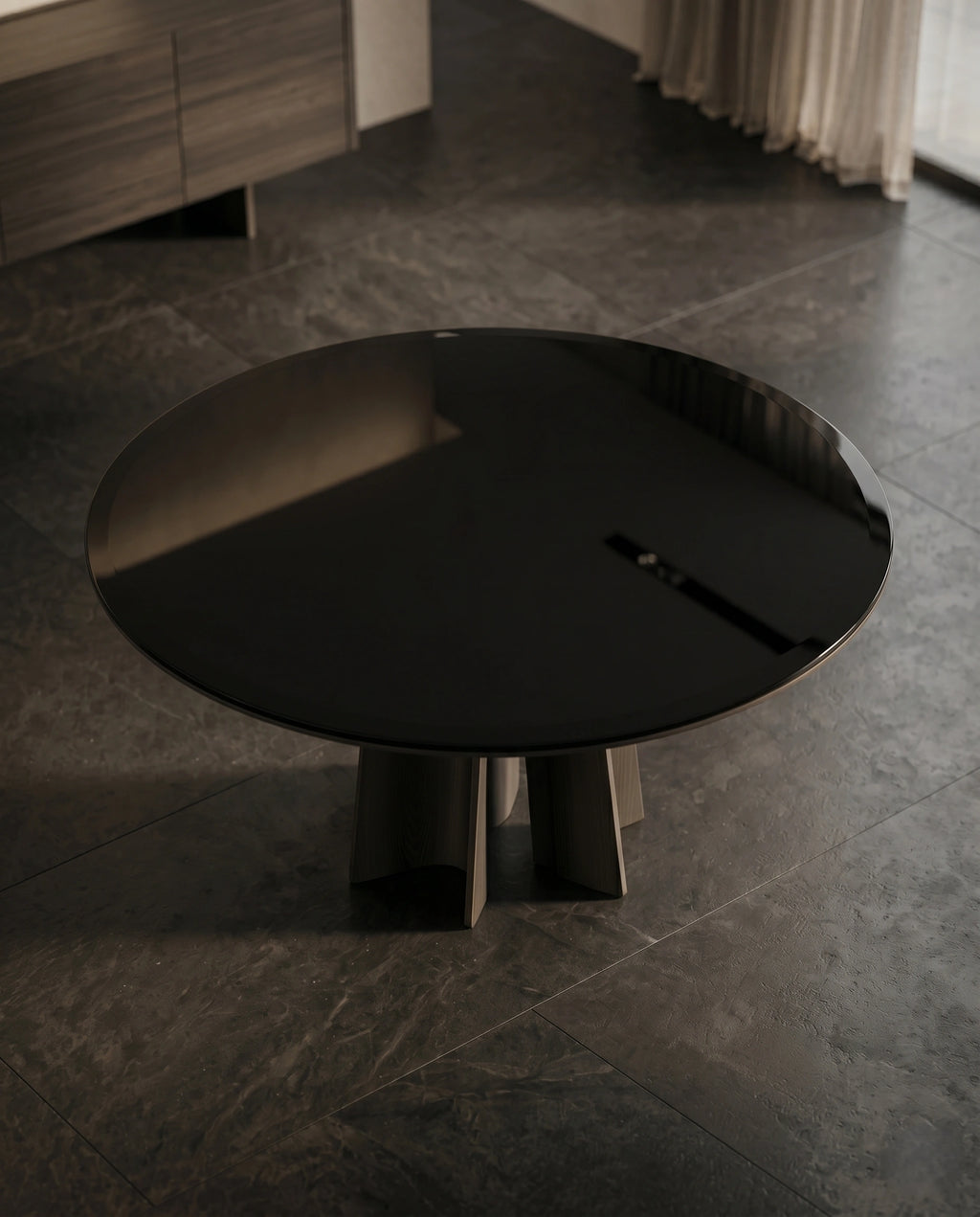 Architectural Black Marble 6-Seater Round Dining Table Arris Concepts