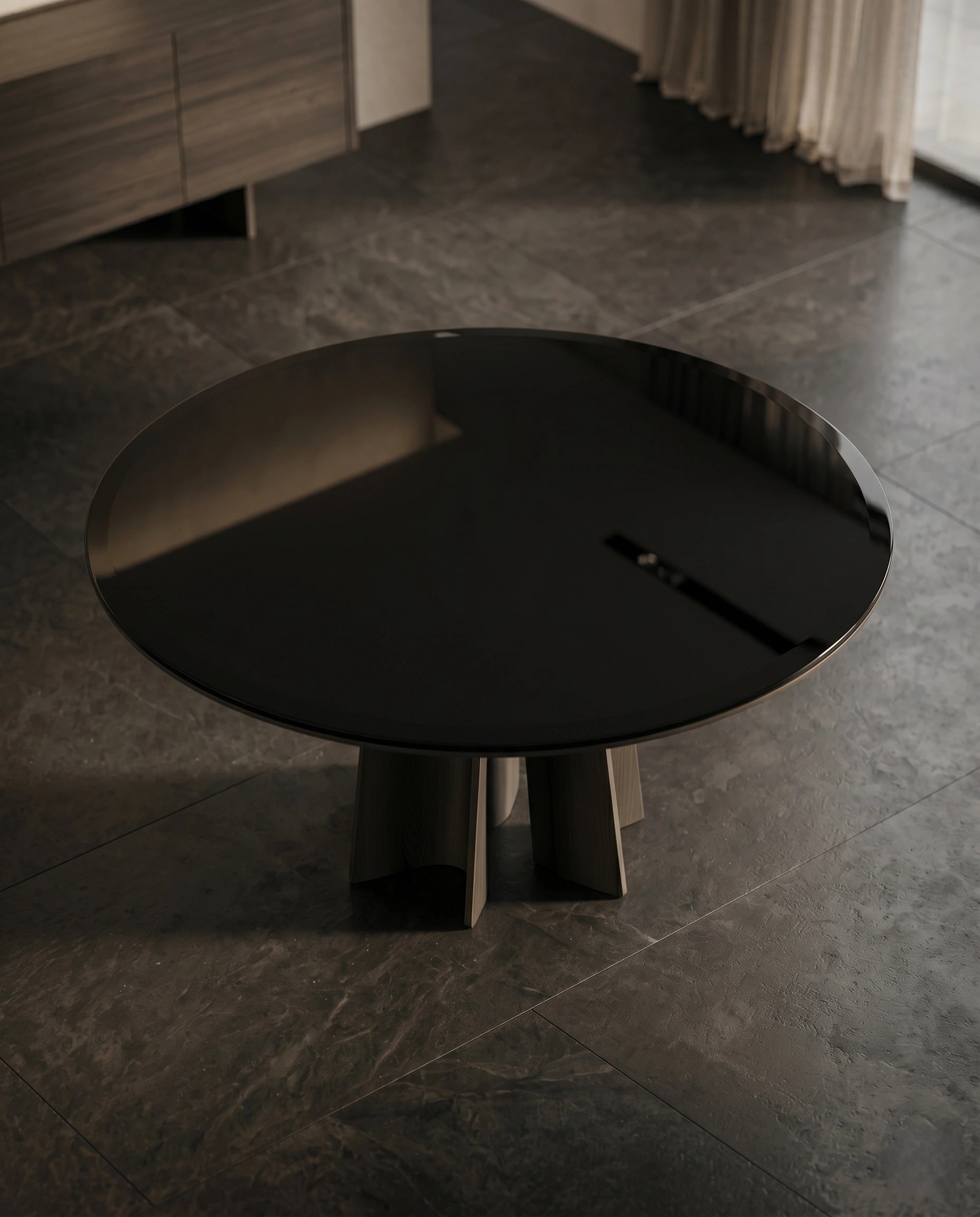 Architectural Black Marble 6-Seater Round Dining Table Arris Concepts