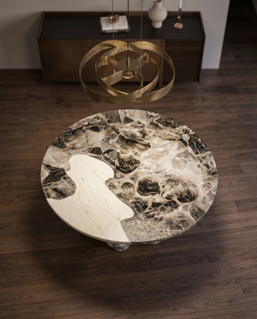 Postmodern Mixed Marble 6-Seater Round Dining Table Arris Concepts