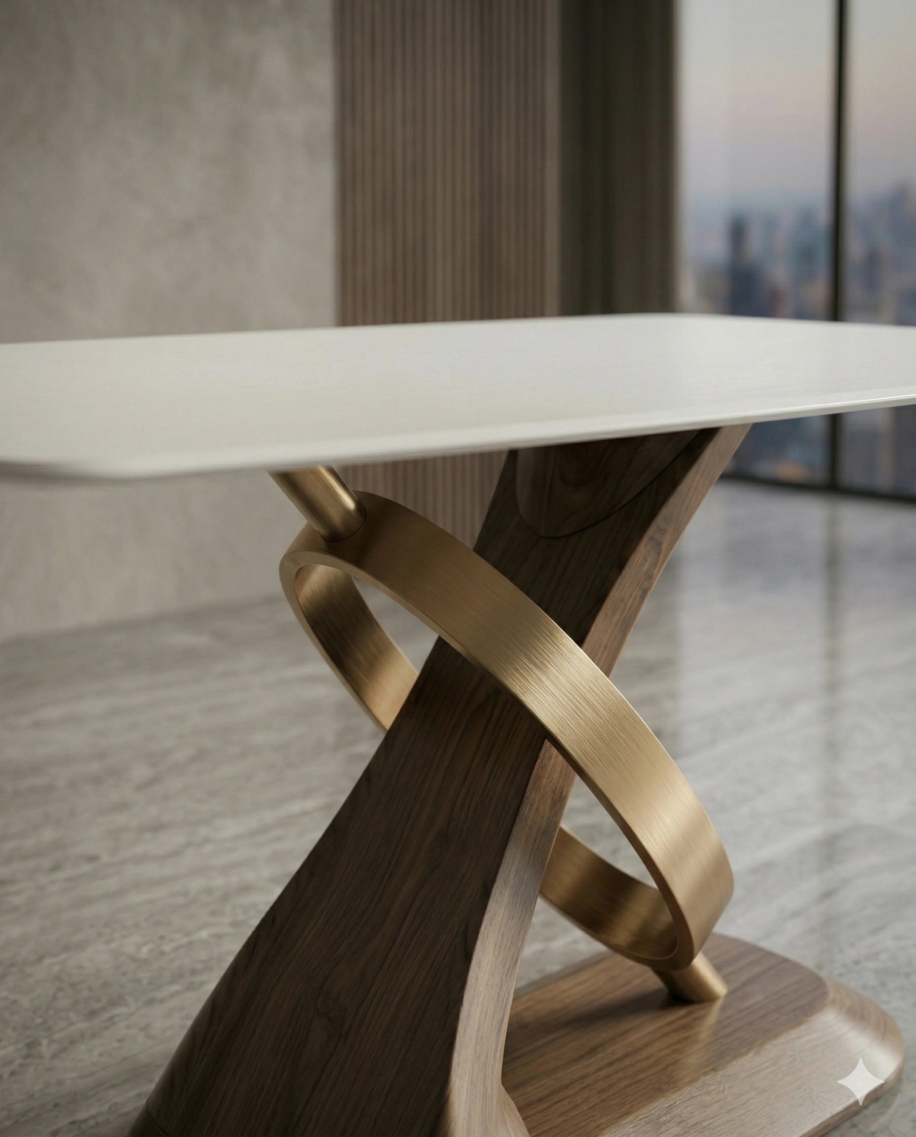 Sculptural 8-Seater Onyx & Brass Dining Table Arris Concepts