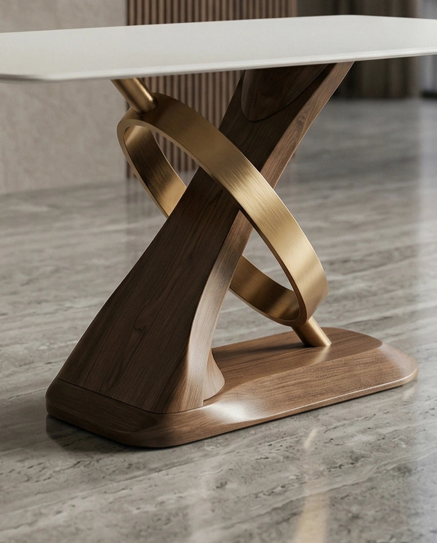 Sculptural 8-Seater Onyx & Brass Dining Table Arris Concepts