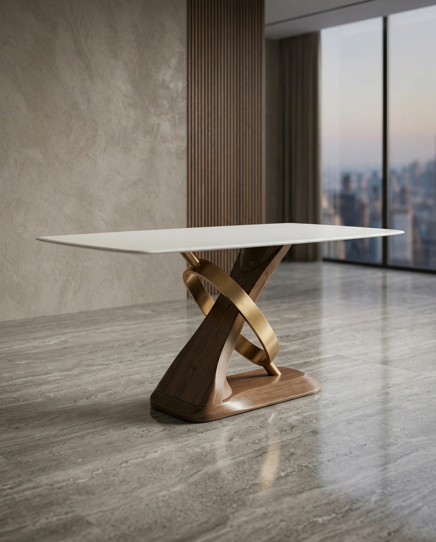 Sculptural 8-Seater Onyx & Brass Dining Table Arris Concepts