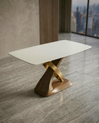 Sculptural 8-Seater Onyx & Brass Dining Table Arris Concepts