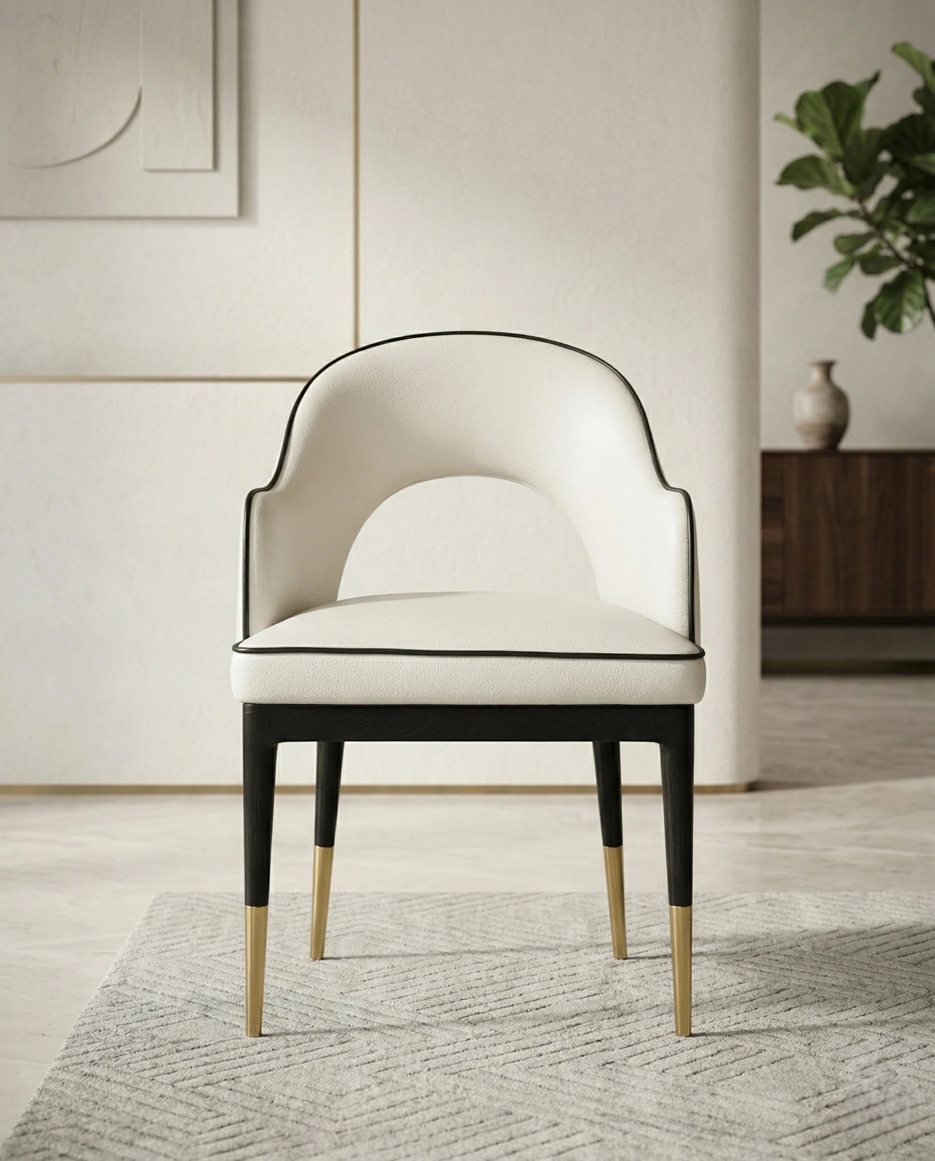 Modern Curved Open-Back Upholstered Dining Chair