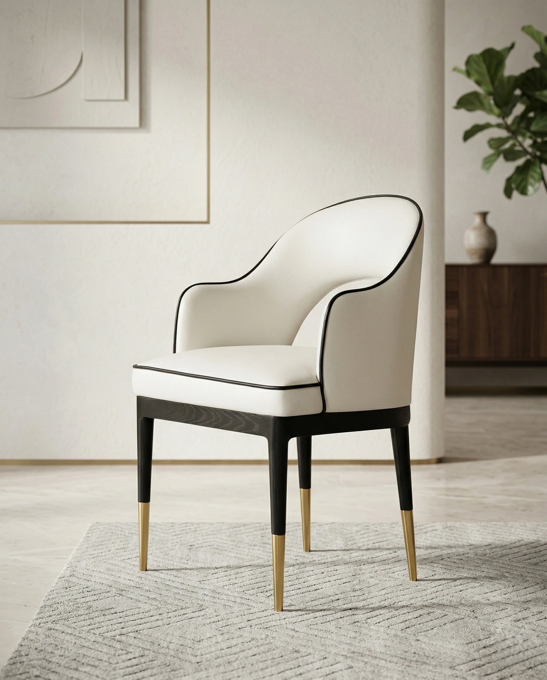 Modern Curved Open-Back Upholstered Dining Chair