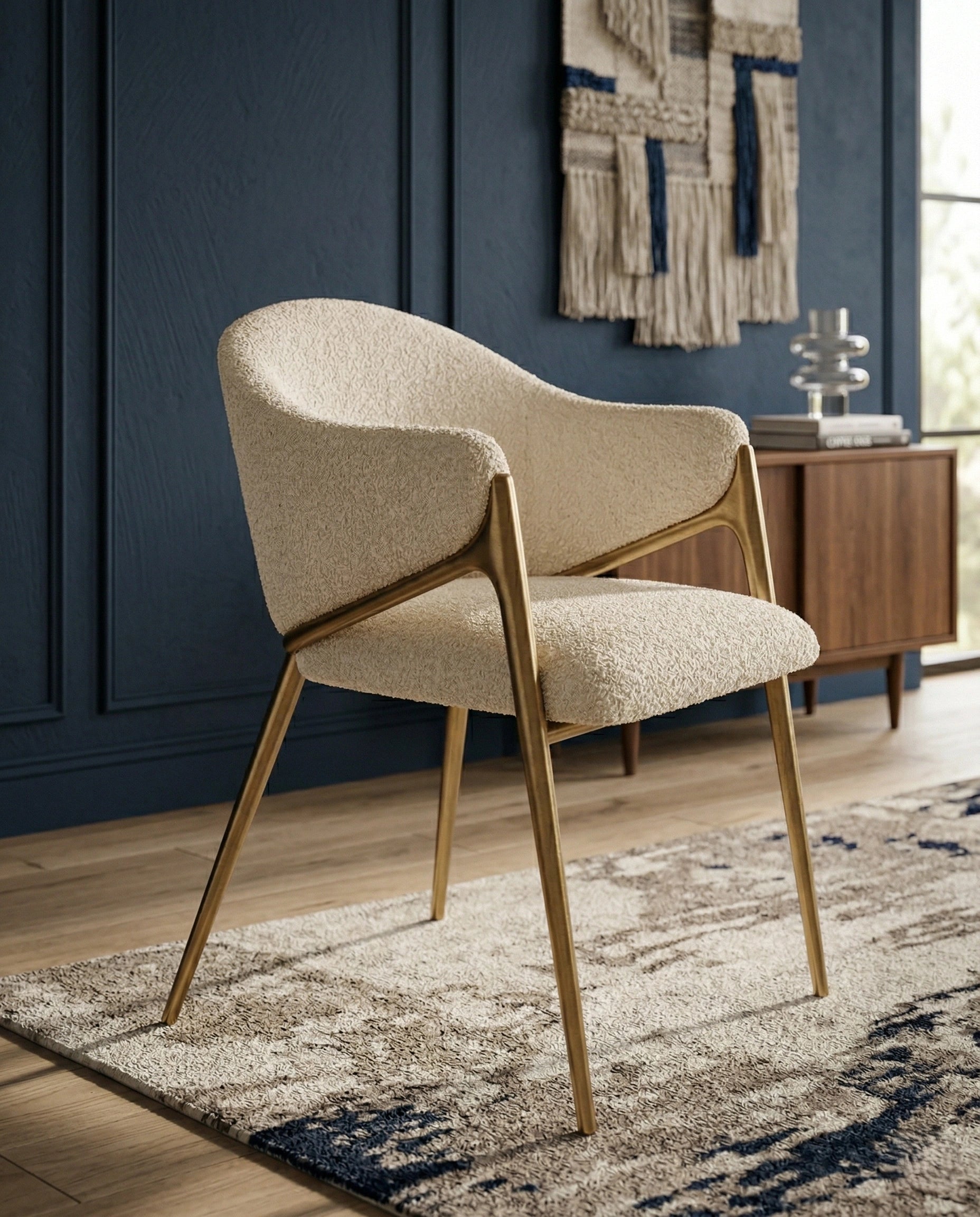 Modern designer seating and premium white leather dining chair by Arris Concepts Luxury Pvt. Ltd.