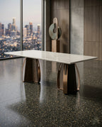 Architectural 10-Seater Marble & Brass Dining Table Arris Concepts