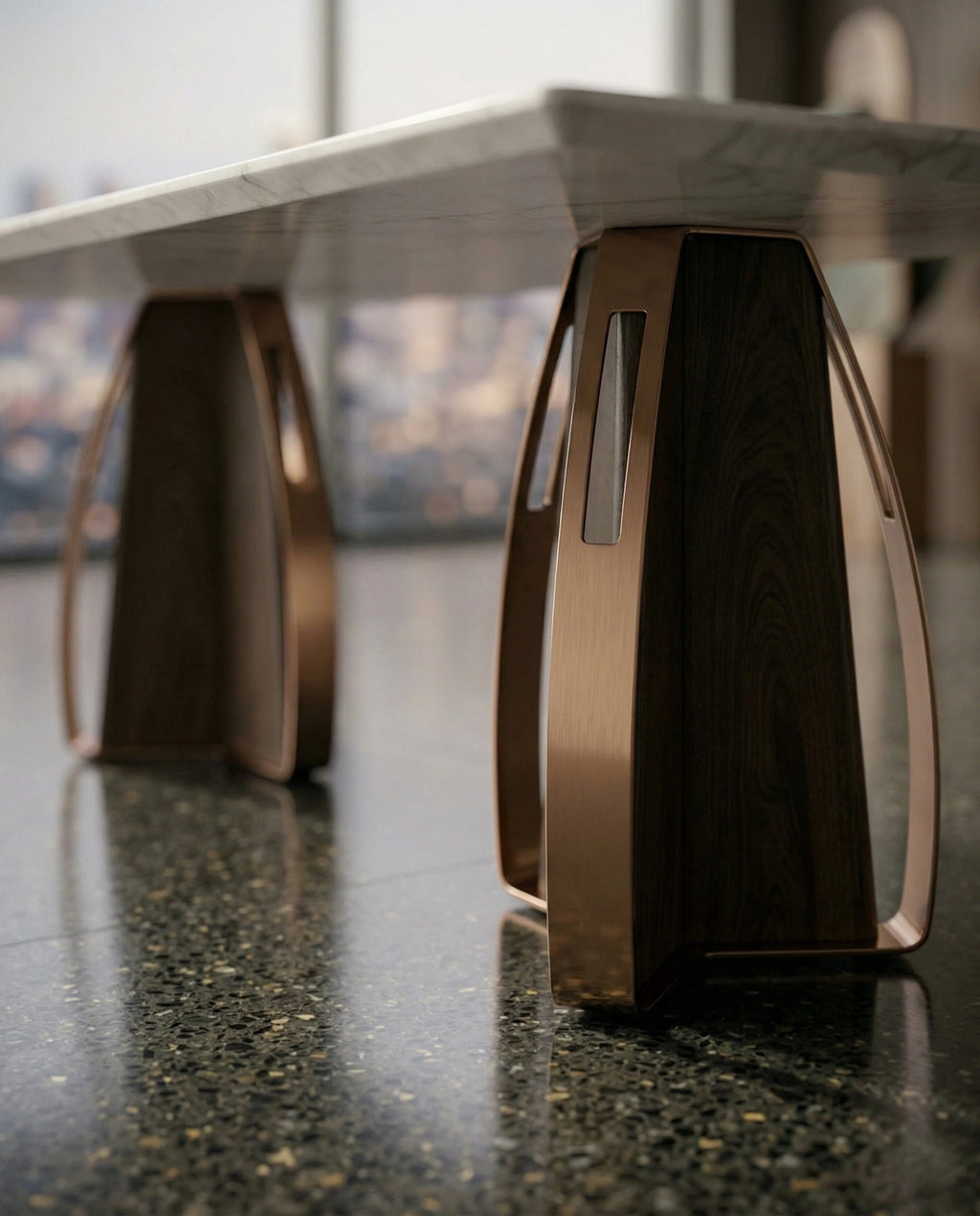 Architectural 10-Seater Marble & Brass Dining Table Arris Concepts