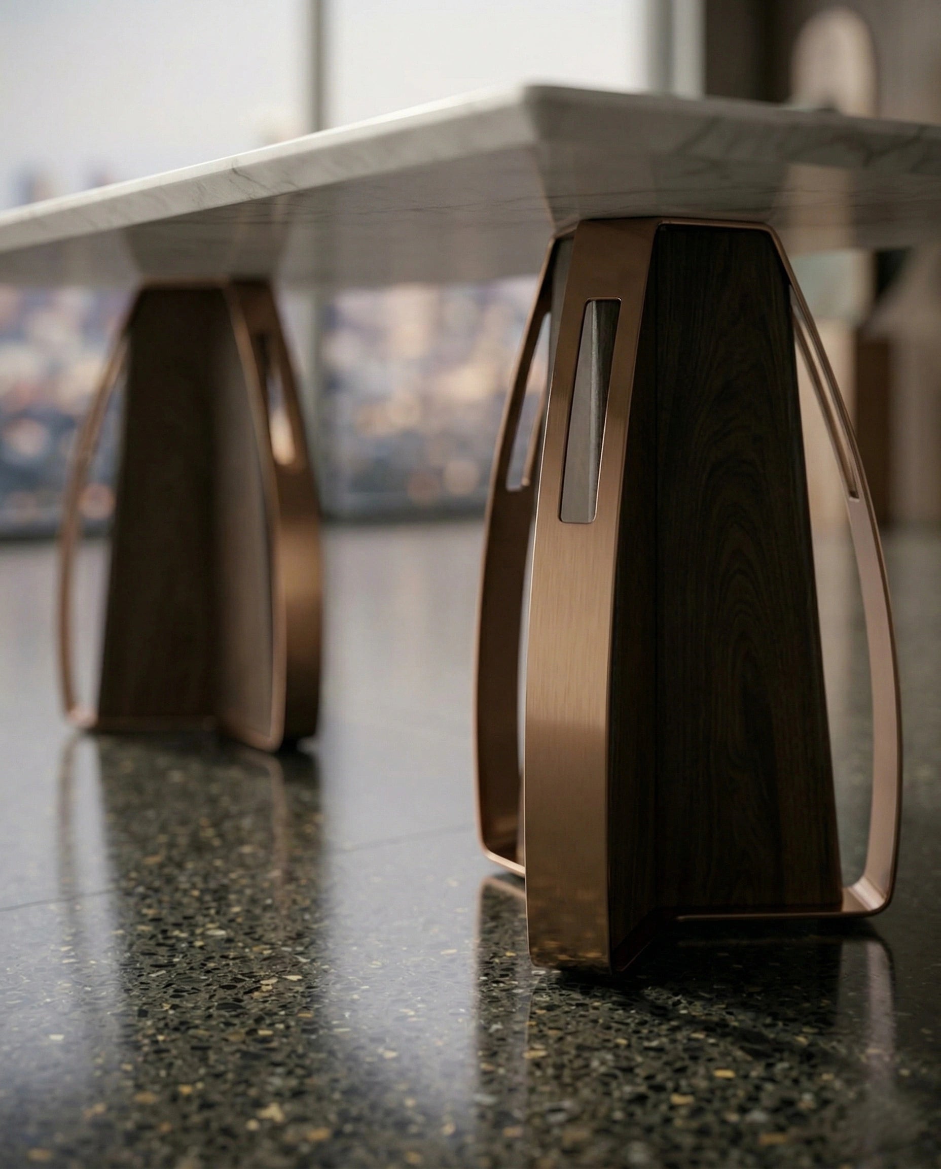 Architectural 10-Seater Marble & Brass Dining Table Arris Concepts