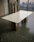 Architectural 10-Seater Marble & Brass Dining Table Arris Concepts