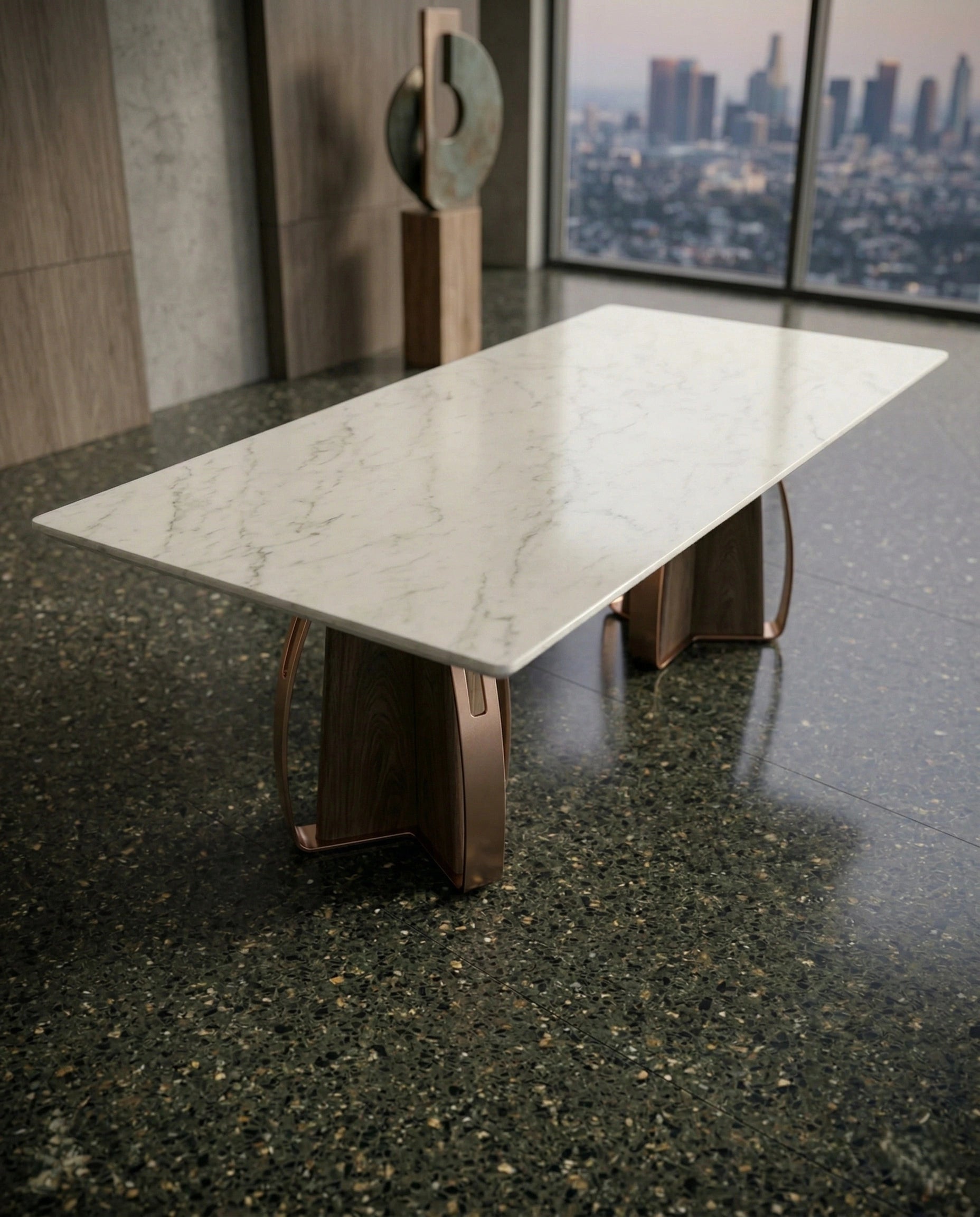 Architectural 10-Seater Marble & Brass Dining Table Arris Concepts