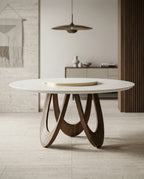 Beautiful premium round onyx dining table crafted by Arris Concepts Luxury Pvt. Ltd.