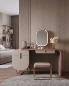 Modern Asymmetrical Pink & Taupe Dressing Table Set Arris Concepts