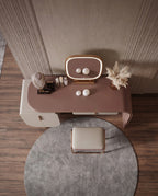 Modern Asymmetrical Pink & Taupe Dressing Table Set Arris Concepts