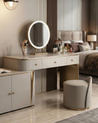 Art Deco Stepped Cream & Gold Dressing Table Set Arris Concepts