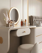 Modern Cream & Gold Asymmetrical Dressing Table Set Arris Concepts