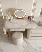 Modern Cream & Gold Asymmetrical Dressing Table Set Arris Concepts