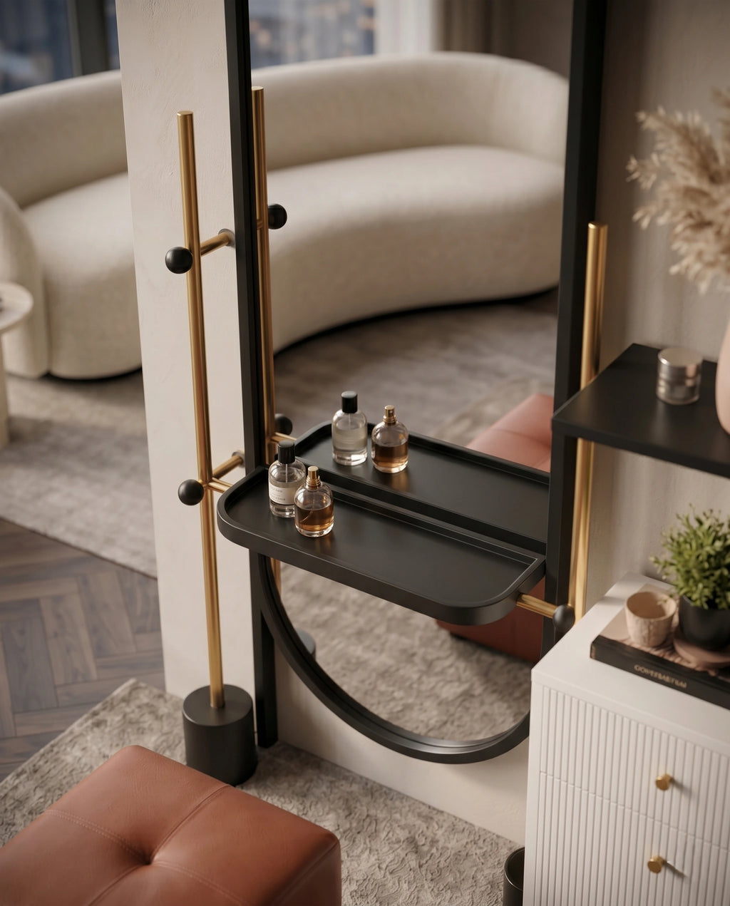 Architectural Freestanding Capsule Mirror Vanity Set Arris Concepts