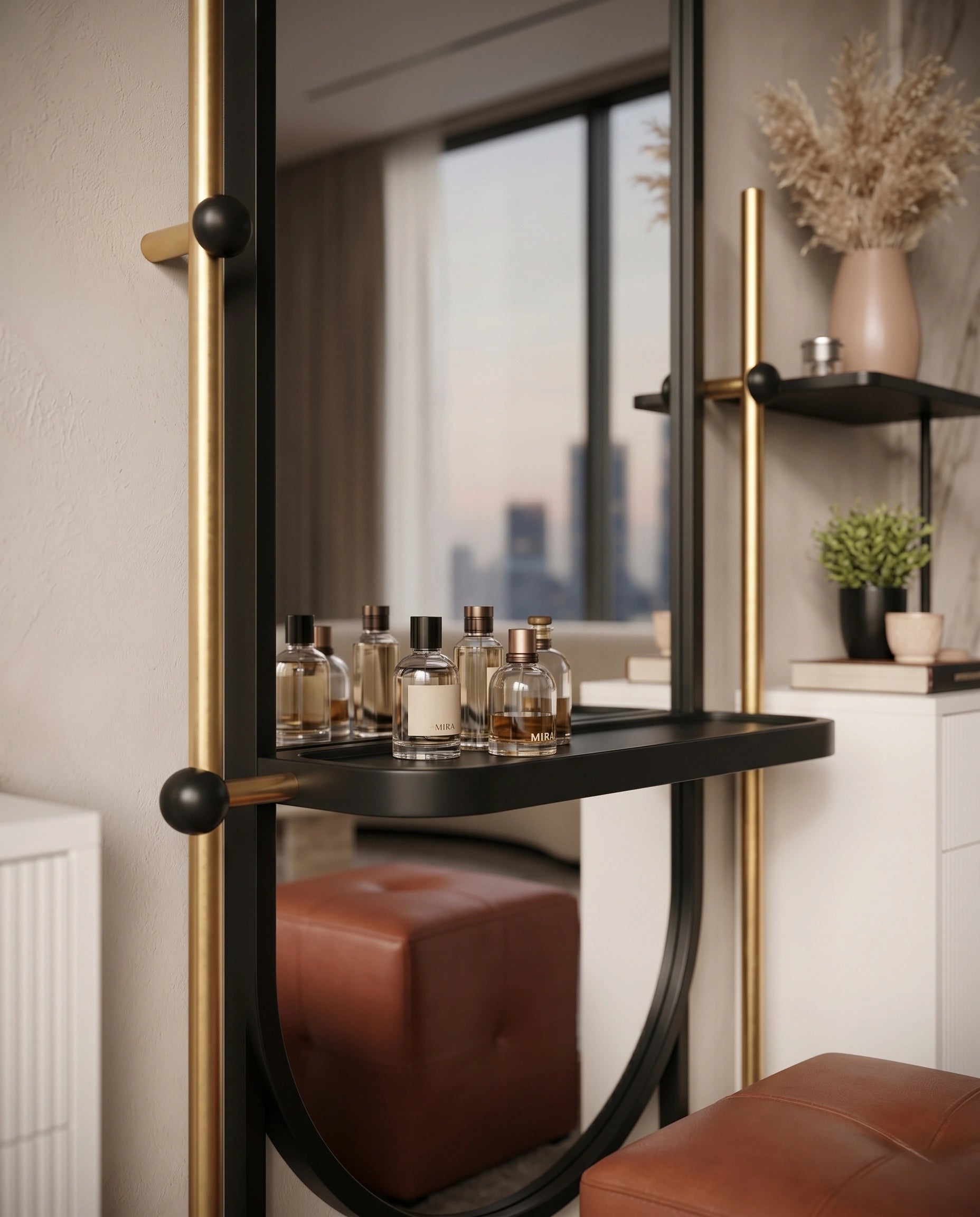 Architectural Freestanding Capsule Mirror Vanity Set Arris Concepts