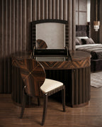 Art Deco Sunburst Wood Flip-Top Dressing Table Set Arris Concepts