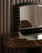 Art Deco Sunburst Wood Flip-Top Dressing Table Set Arris Concepts
