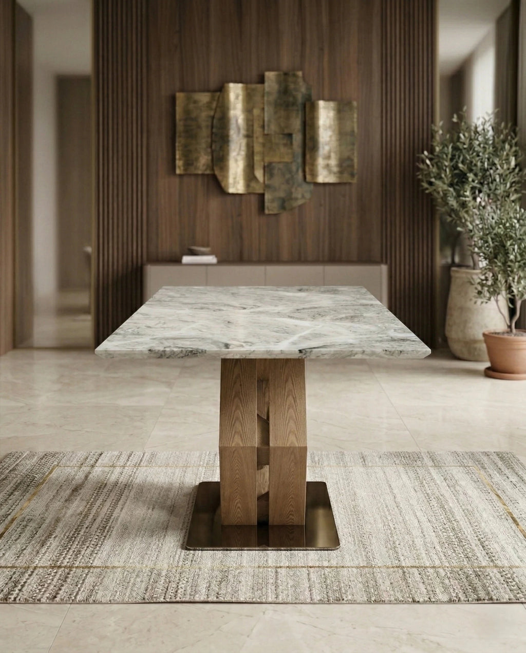 6 Seater Marble and Wood Dining Table - Arris Concepts