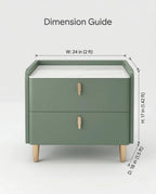 Masterfully crafted luxury modern green nightstand with marble top by Arris Concepts