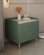 Masterfully crafted luxury modern green nightstand with marble top by Arris Concepts