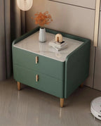 Masterfully crafted luxury modern green nightstand with marble top by Arris Concepts