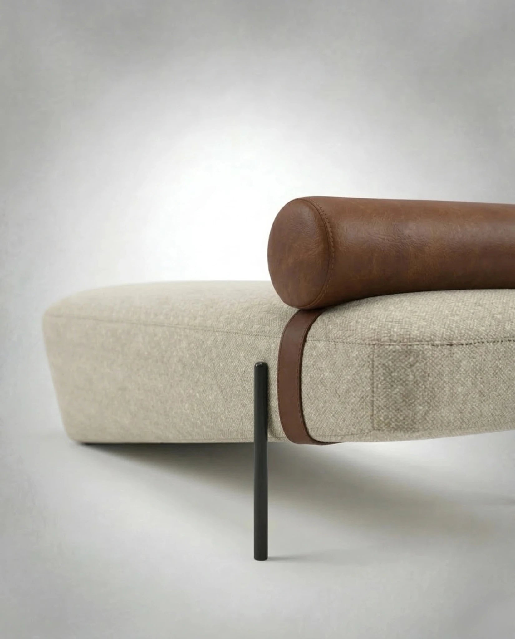 Masterfully crafted modern asymmetrical luxury Modern upholstered bed end bench by Arris Concepts
