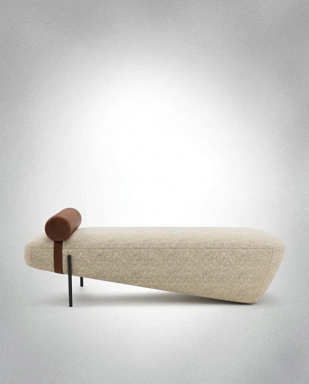 Masterfully crafted modern asymmetrical luxury Modern upholstered bed end bench by Arris Concepts
