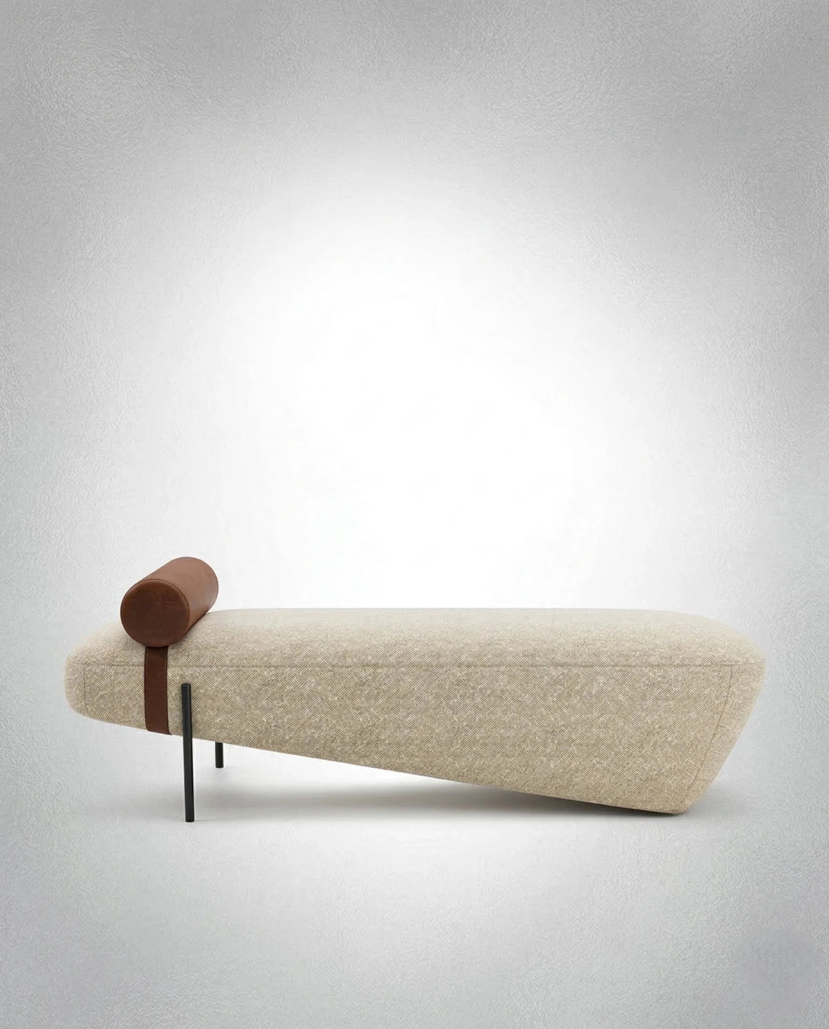 Masterfully crafted modern asymmetrical luxury Modern upholstered bed end bench by Arris Concepts