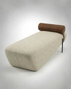 Masterfully crafted modern asymmetrical luxury Modern upholstered bed end bench by Arris Concepts