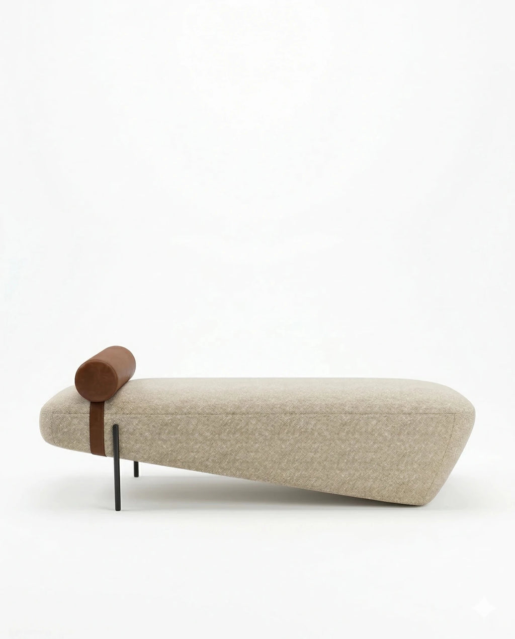 Masterfully crafted modern asymmetrical luxury Modern upholstered bed end bench by Arris Concepts